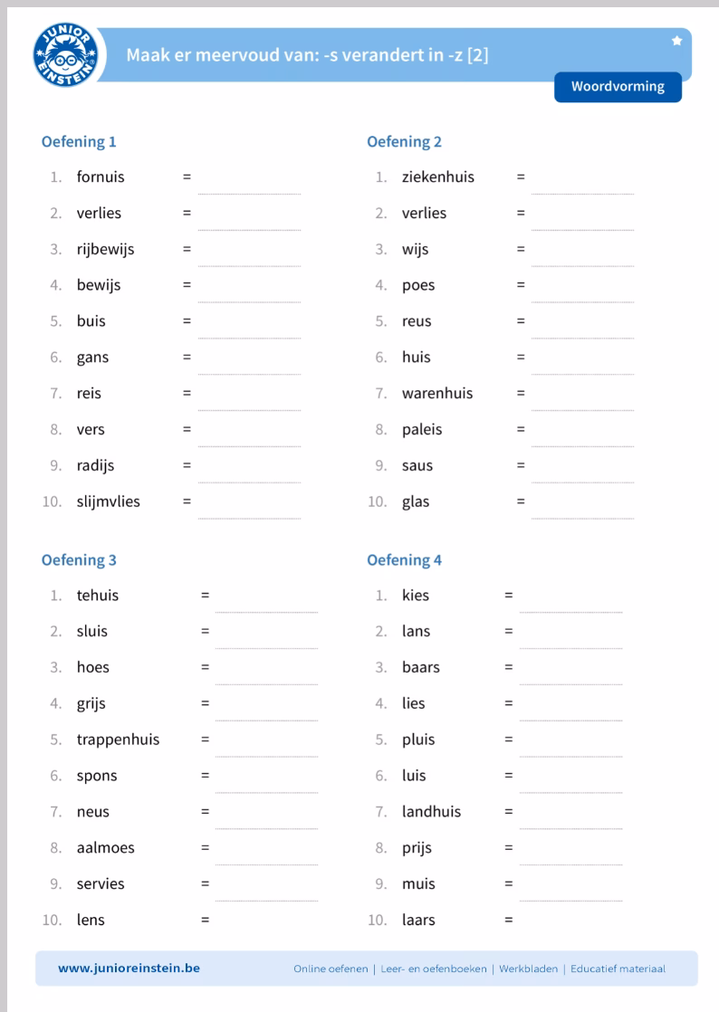 Wat is het meervoud van 
